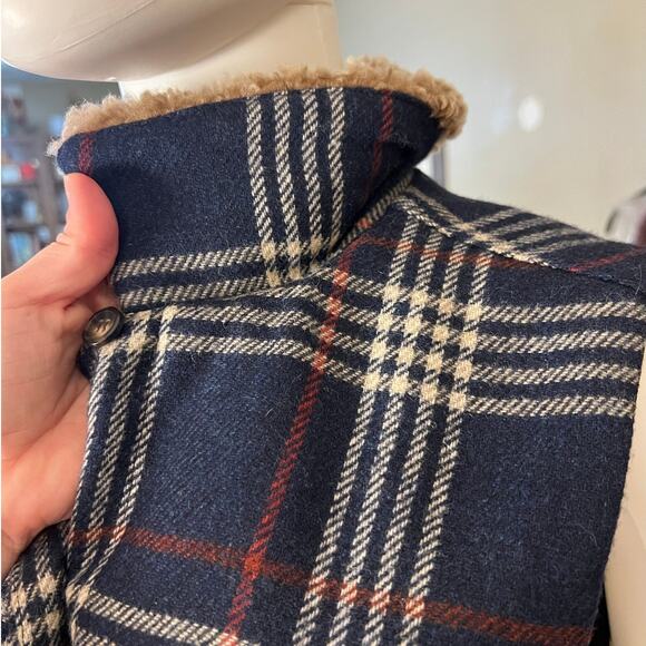 Vintage Breeches Navy Plaid Lambswool Button-Down Vest Size L - Picture 4 of 9